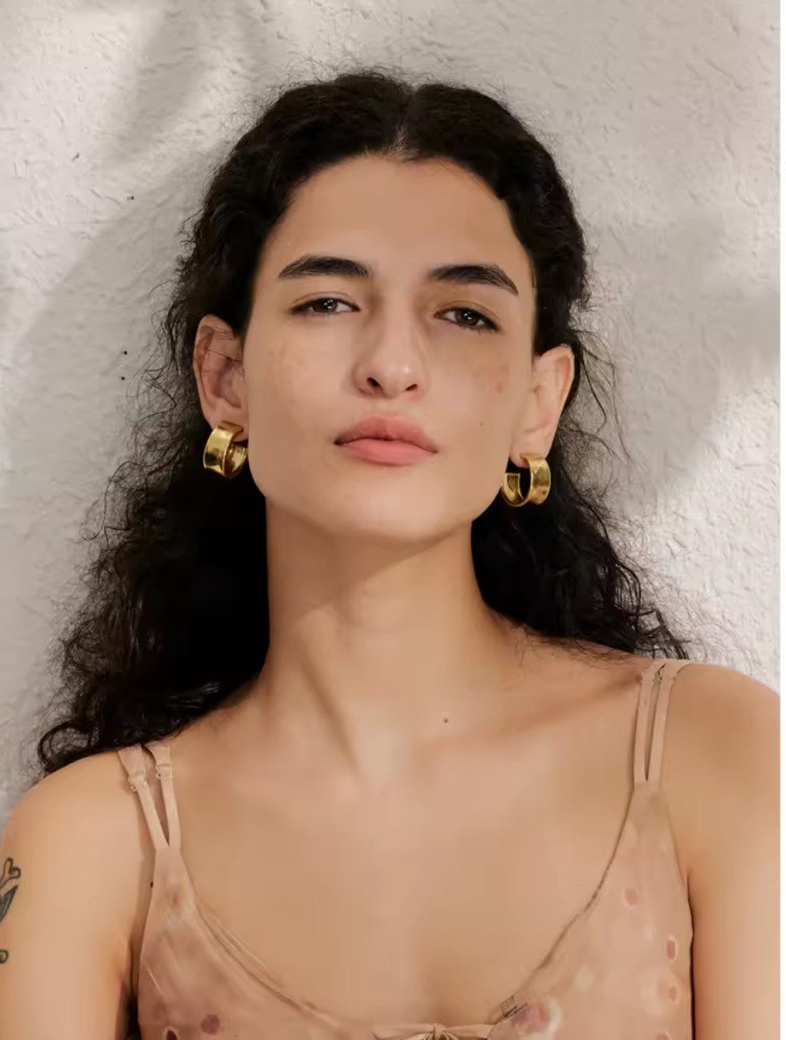 Crescent Gold Hoop Earrings